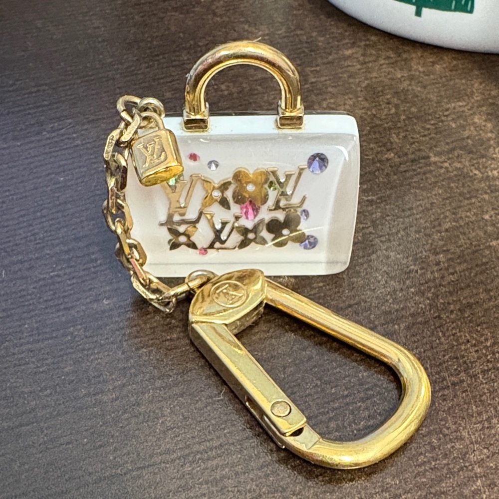 Louis Vuitton Gold and Cream Key Holder